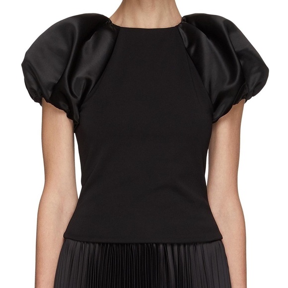 Alice Olivia Cici Bubble Sleeve Top Black